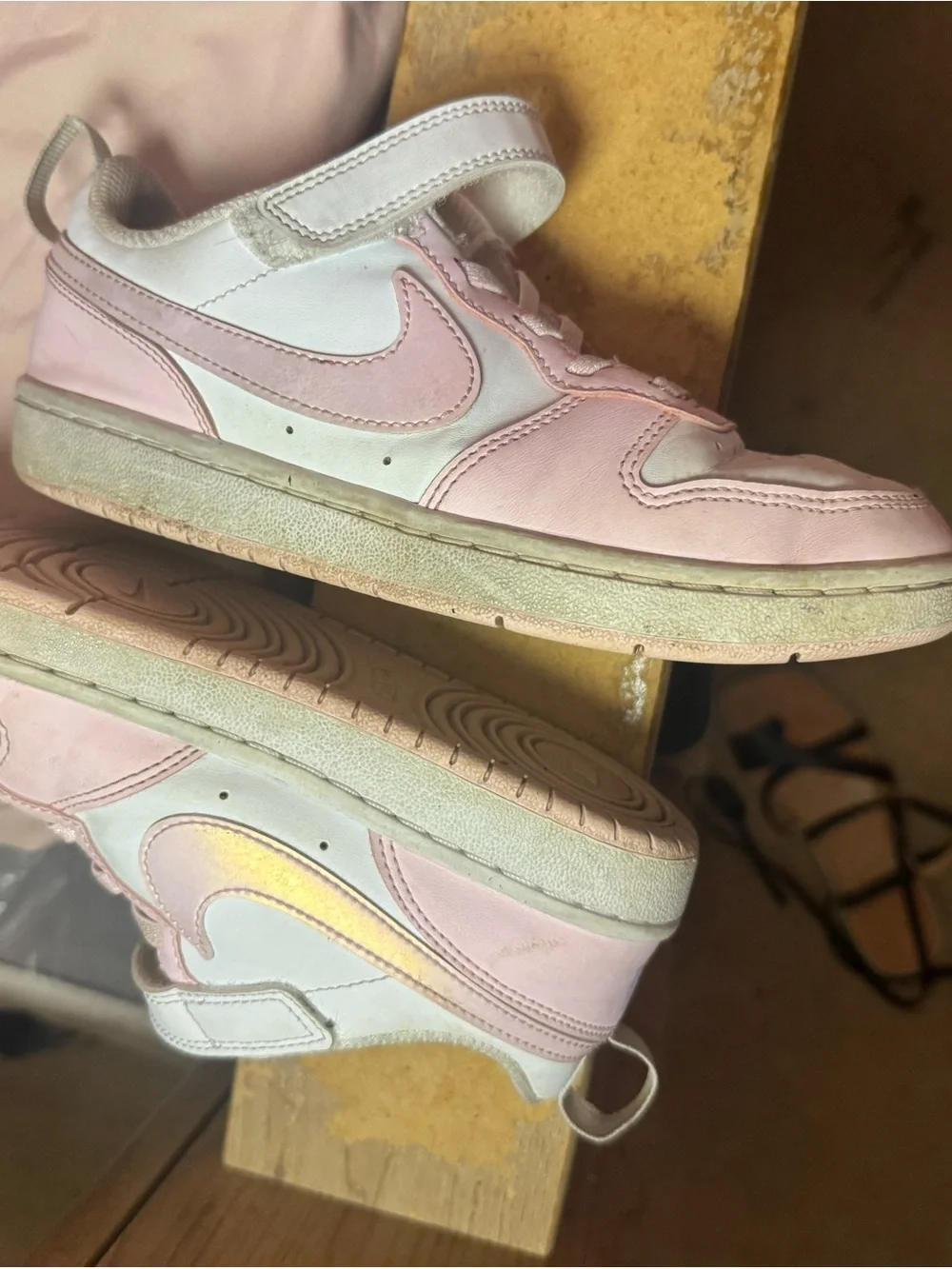 Nike Kids Pink and White Hook-and-Loop Sneakers